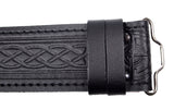 Celtic Embossed 100% Genuine Black Leather Scottish Kilt Belt