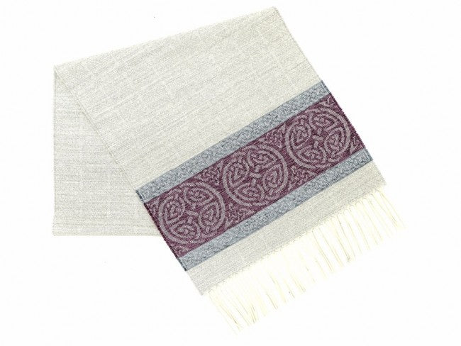 Grey Celtic Border Jacquard Wool Scarf