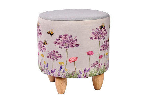 Lovely Grey Floral Busy Bumble Bee Foot Stool