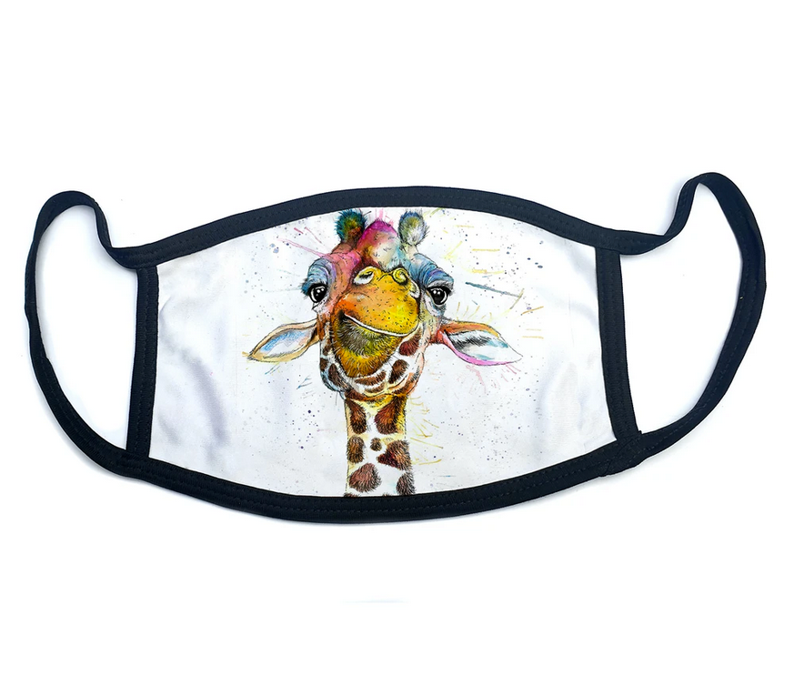 Splatter Rainbow Giraffe Face Mask