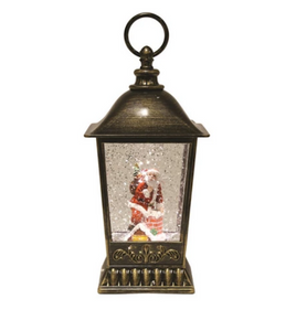 Christmas Glitter Copper Lantern Lamp Swirling Water Spinner Santa Decoration