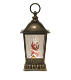 Christmas Glitter Copper Lantern Lamp Swirling Water Spinner Santa Decoration