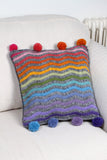 Sustainable Fair Trade Handcrocheted Stripy Rainbow Pom Pom Cushion & Pad