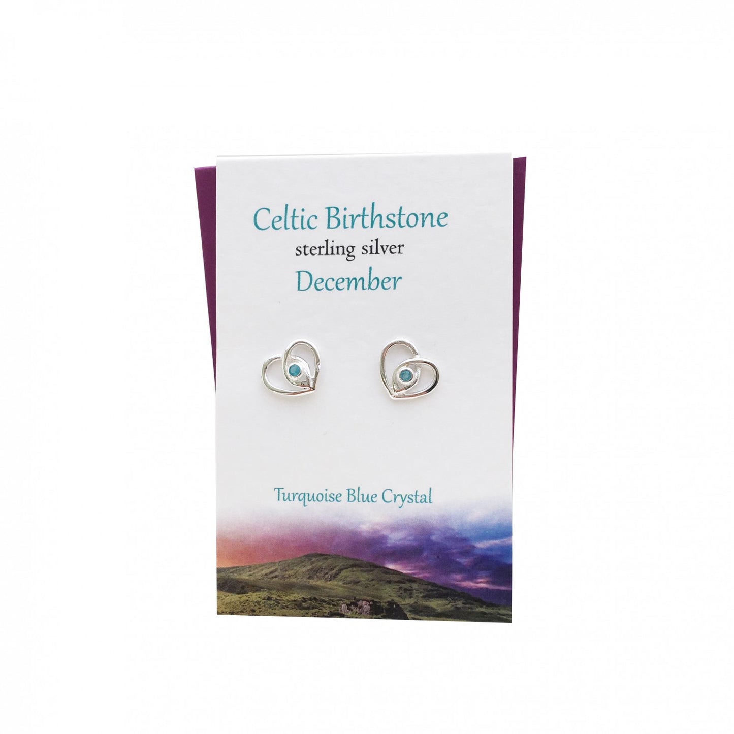 Celtic Heart December Turquoise Studs