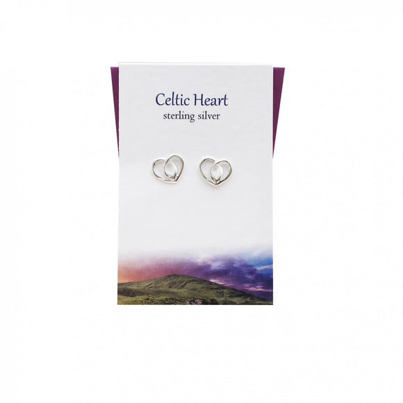 The Silver Studio Scotland Celtic Knotwork Love Heart Sterling Silver Stud Earrings Card & Gift Set