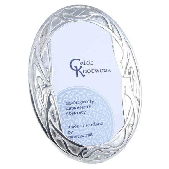 Stunning Small Oval Celtic Knot Eternity Scottish Polished Pewter Picture Frame