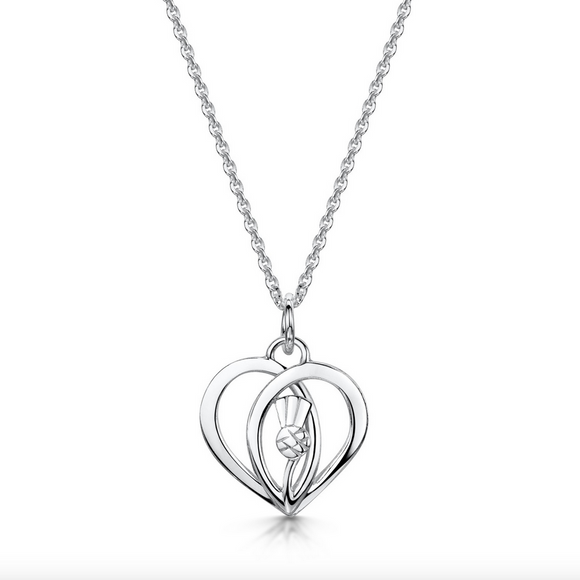 Glenna Jewellery Lovely Scottish Thistle Heart Necklace Pendant