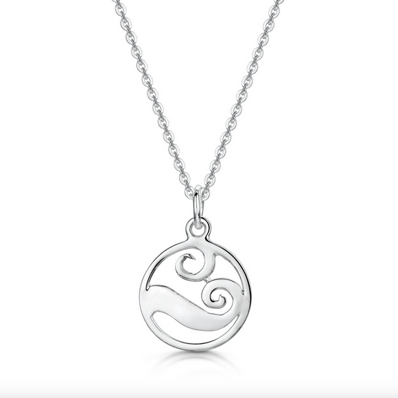 Glenna Jewellery Lovely Scottish Coast Ocean Wave Sterling Silver Necklace Pendant