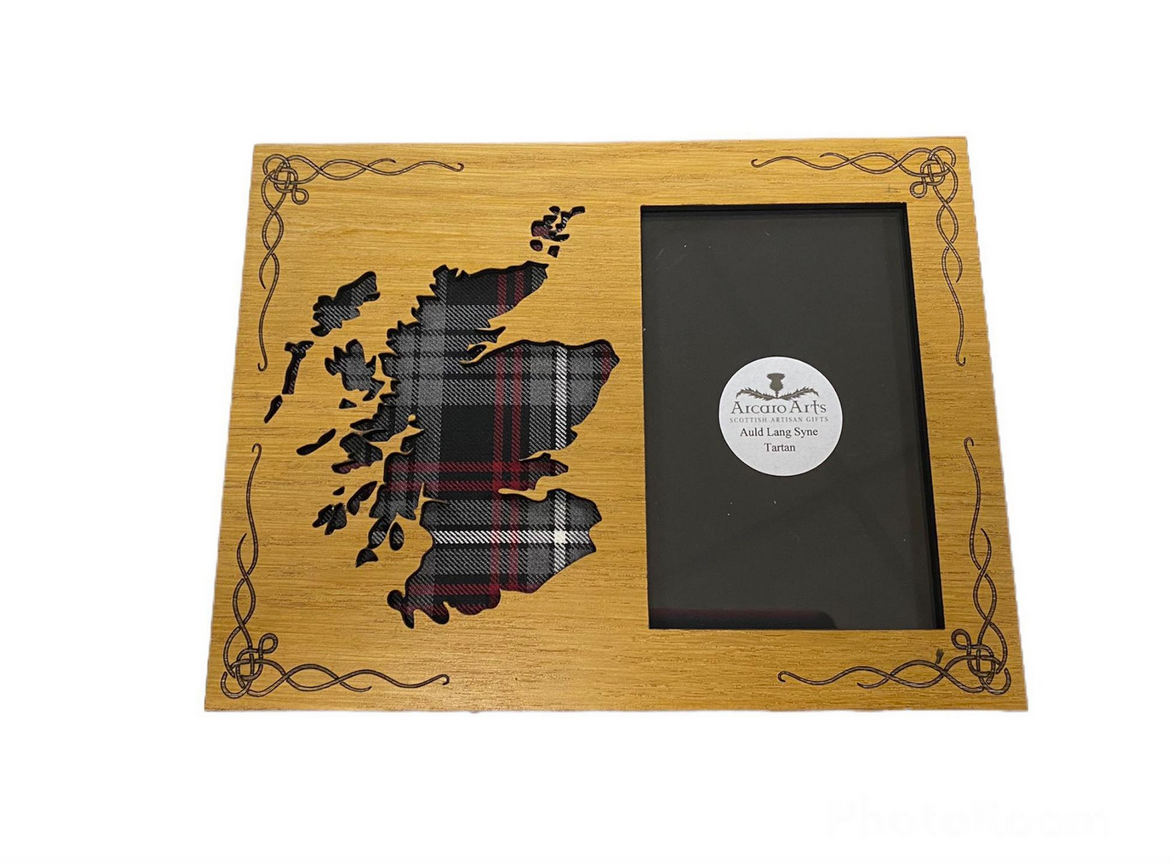 Tartan Scotland Map Oak Wood Picture Frame