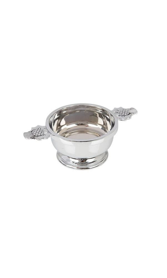 2.5 Inch Chrome Plated Traditional Scottish Thistle Toasting Celebration Quaich