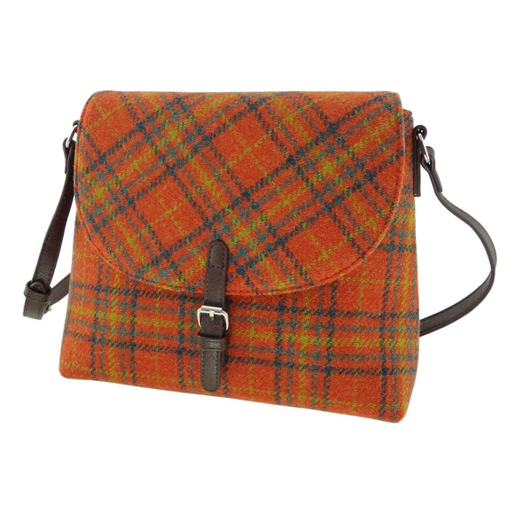 Glen Appin Of Scotland Harris Tweed Deep Orange Tartan Check Torridon Shoulder Handbag Purse