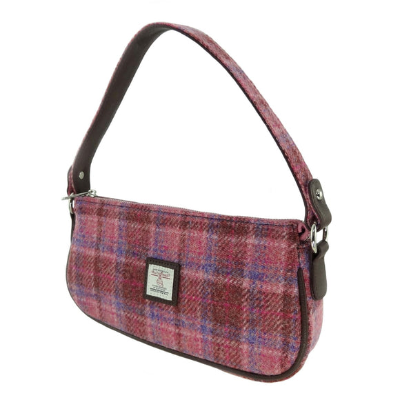 Glen Appin Of Scotland Harris Tweed Pink Tartan Check Duchray Baguette Handbag Purse