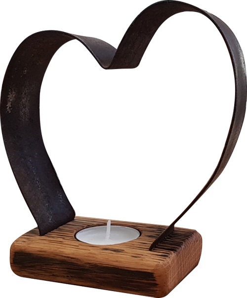LT Creations Small Heart Tea-Light Candle Holder With Whisky Barrel Stand