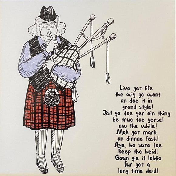 The Wee Book Company Scottish Piper 'Live Yer Life' Granny Grandmother Print