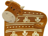Hand Painted Ceramic Brown Highland Cow Coo Woolly Ware Kitchen Teabag Holder