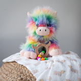 Super Cute Scottish Hairy Coo Baby Coo Fluffy Rainbow Plush Soft Toy