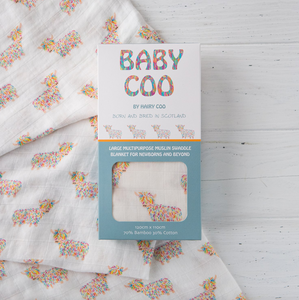 Super Cute Scottish Hairy Coo Baby Coo Bamboo Cotton Muslin Swaddle Cloth