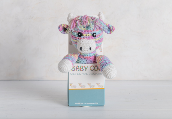 Super Cute Scottish Hairy Coo Baby Coo Crochet Rainbow Handcrafted Baby Toy