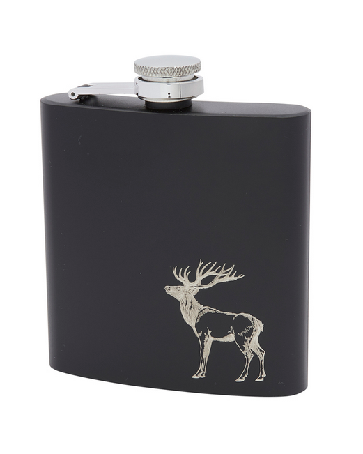 Stag Matt Black Hip Flask