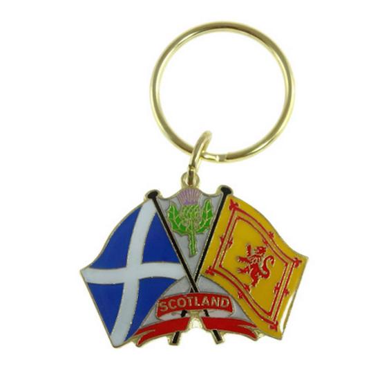 Metal Keyring Bag Hanger Featuring Scottish Saltire & Lion Rampant Flags