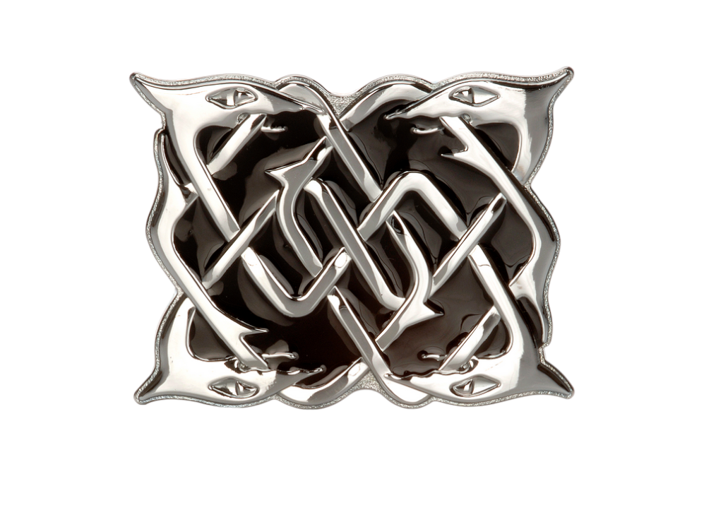 Black Enamelled Chrome Serpent Kilt Buckle