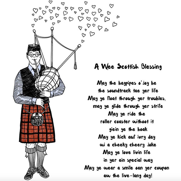 The Wee Book Company Scottish Piper 'A Wee Scottish Blessing' Motivational Print