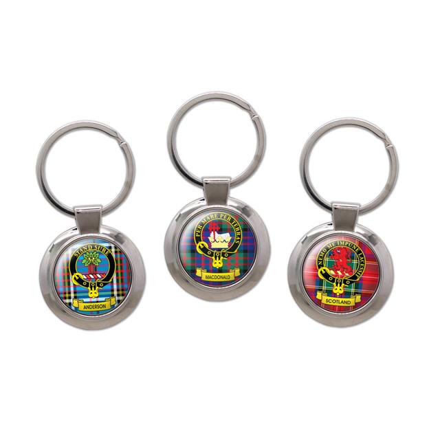 Chrome & Enamel Clan Crest Keyring - Mac Tartans