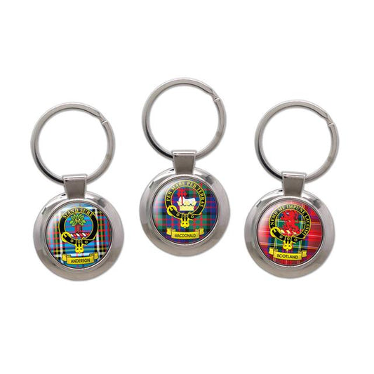 Chrome & Enamel Clan Crest Keyring - D-H Tartans