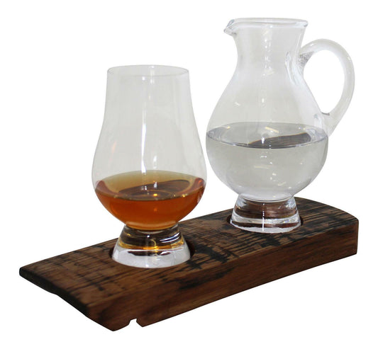 Oak Wood Stand With Glass And Jug