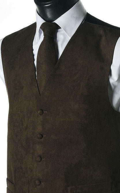 Suede Effect Gents Waistcoat Vest - Brown