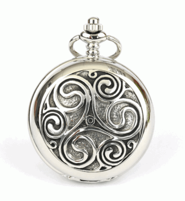 Polished Celtic Swirl Mechanical Pocket Watch