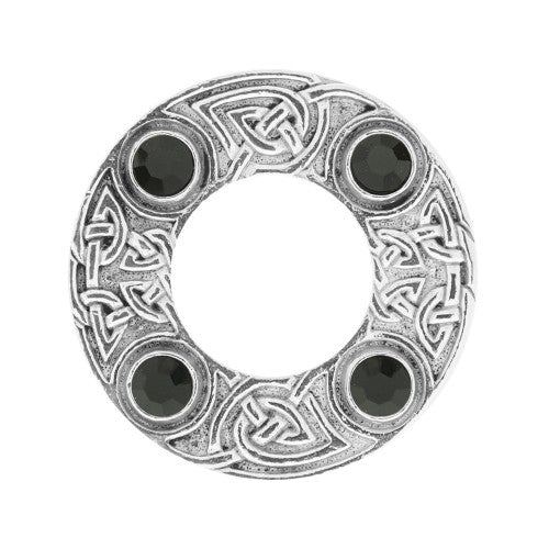 Stunning Pewter 4 Stone Dancers Celtic Plaid Brooch - Available In 10 Colours
