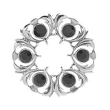 Stunning Pewter 6 Stone Dancers Thistle Plaid Brooch - Available In 10 Colours