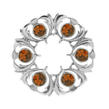 Stunning Pewter 6 Stone Dancers Thistle Plaid Brooch - Available In 10 Colours