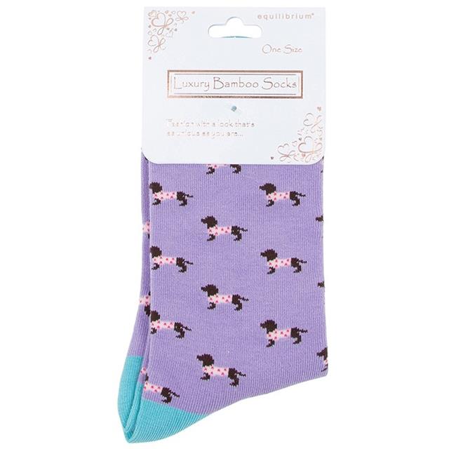 Purple Dachshund Bamboo Socks