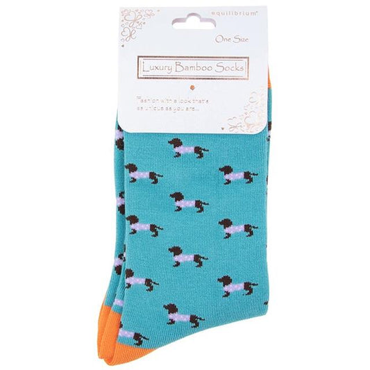Blue Dachshund Bamboo Socks