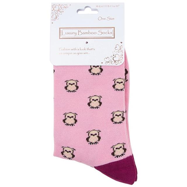 Pink Owl Bamboo Socks