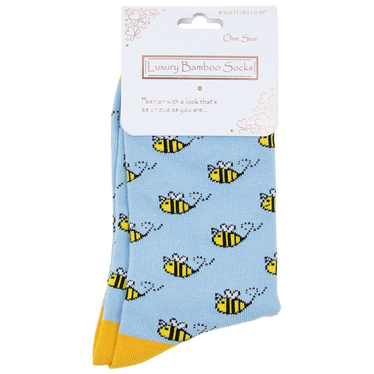 Blue Busy Bee Bamboo Socks