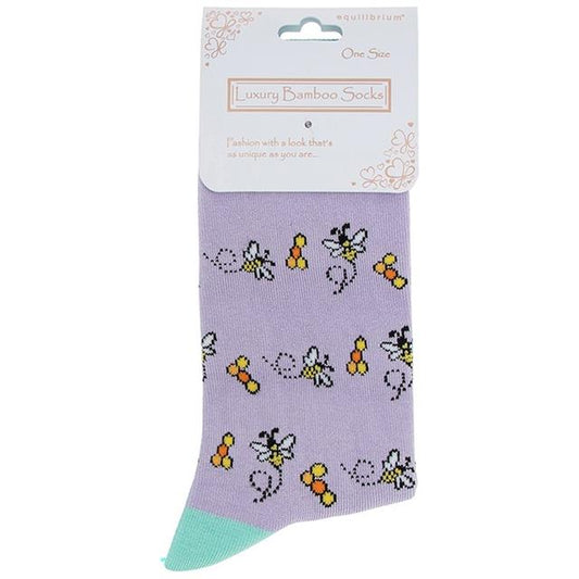 Purple Honeycomb Bee Bamboo Socks