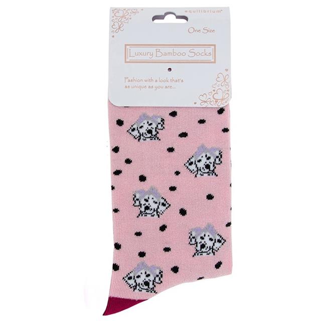 Pink Dalmatian Dog Bamboo Socks
