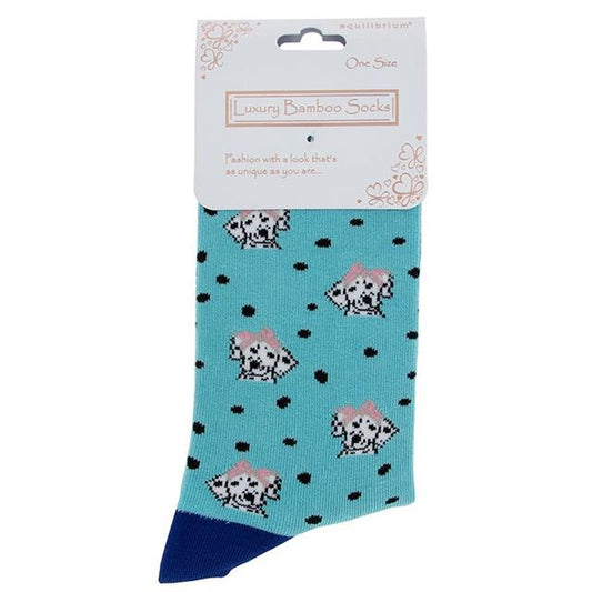 Blue Dalmatian Dog Bamboo Socks
