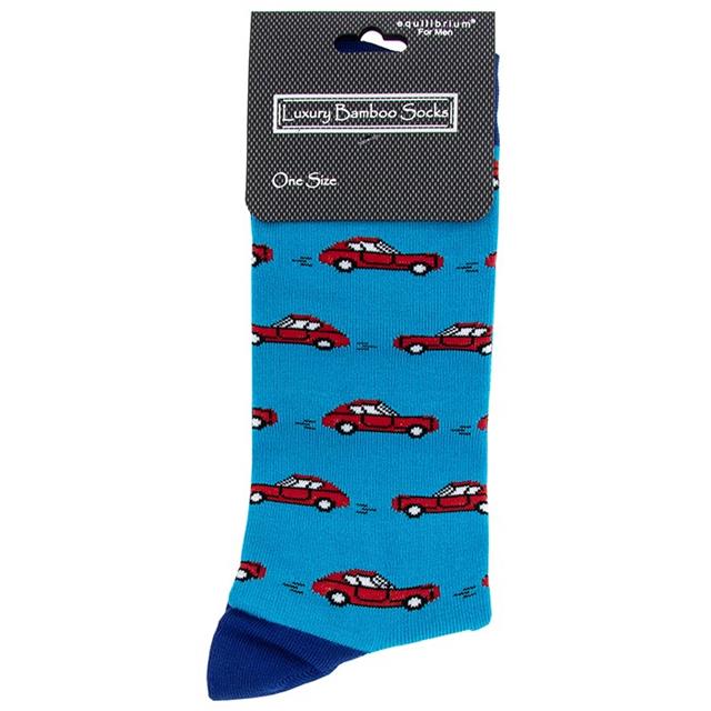 Men's Blue Car Bamboo Socks