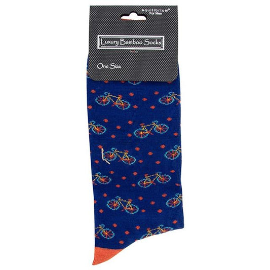Men's Blue Bike Bamboo Socks