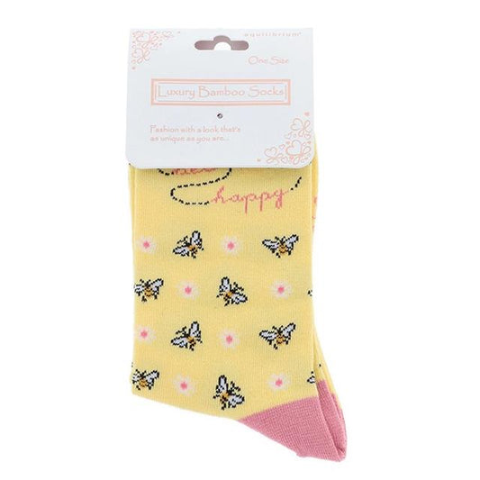 Yellow Bee Happy Bamboo Socks