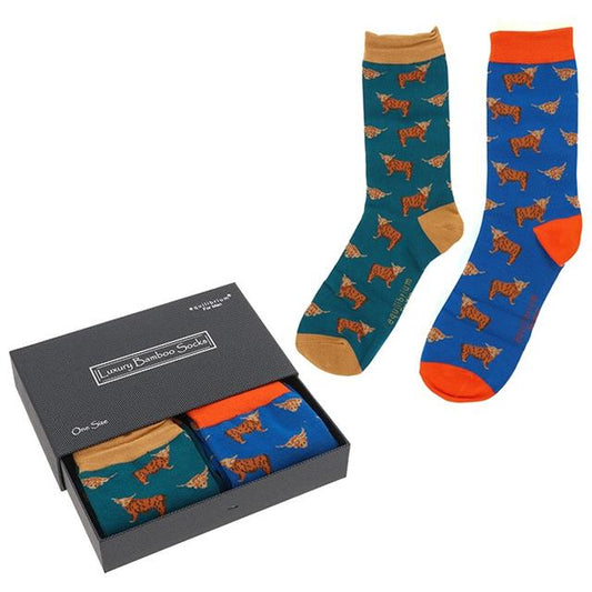 Boxed Highland Cow Bamboo Socks