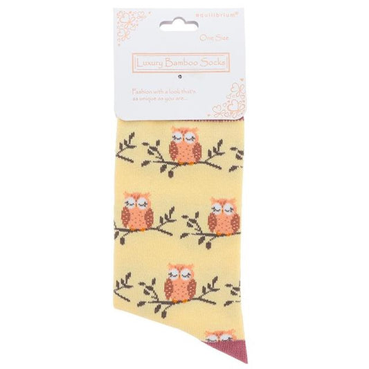 Yellow Owl Bamboo Socks