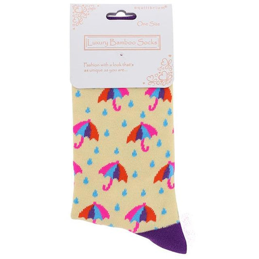 Yellow Umbrella Bamboo Socks