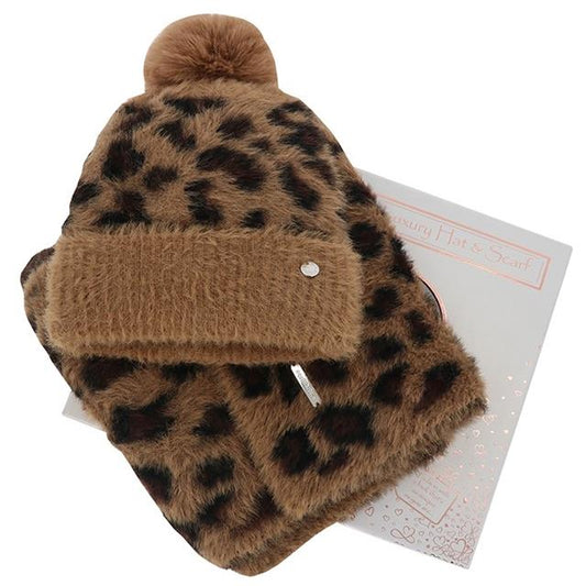 Leopard Scarf & Hat Set