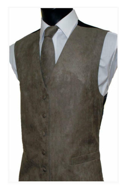 Suede Effect Gents Waistcoat Vest - Taupe