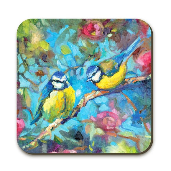 Wraptious Sue Gardner Bluebirds & Blossom Coaster Table Mat
